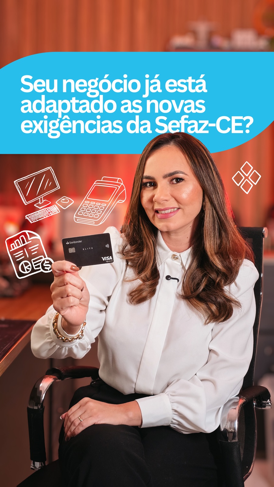 Especialista AutomaTEF com cartão na mão — adaptação às exigências da Sefaz-CE